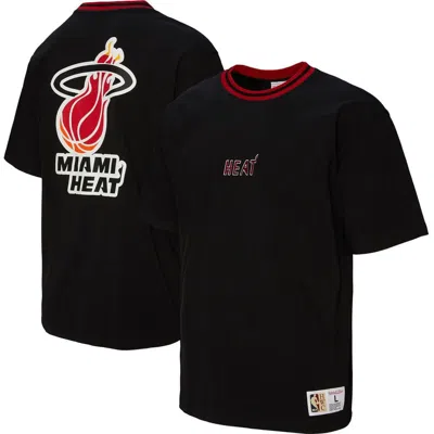 Mitchell & Ness Unisex  Black Miami Heat Playmaker Vintage Logo T-shirt