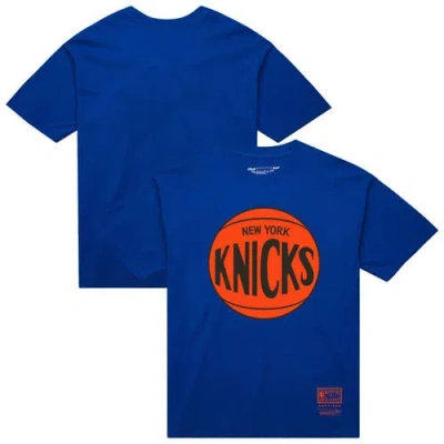 Mitchell & Ness Unisex  Blue New York Knicks Hardwood Classics Mvp Logo T-shirt