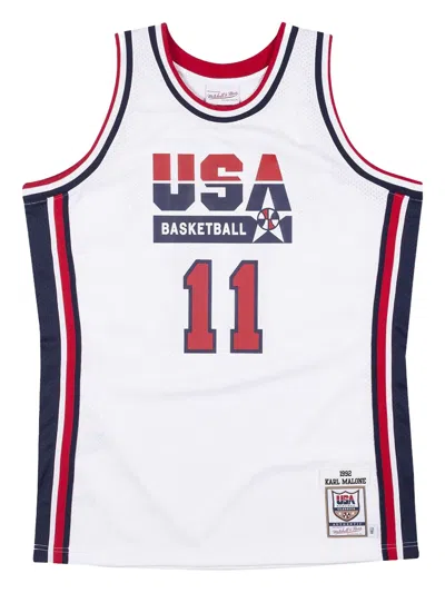 Mitchell & Ness Usa 1992 Karl Malone Basketball Jersey In White