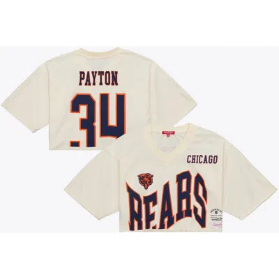 Mitchell & Ness Walter Payton Cream Chicago Bears Retired Player Cropped Fashion Jersey In White
