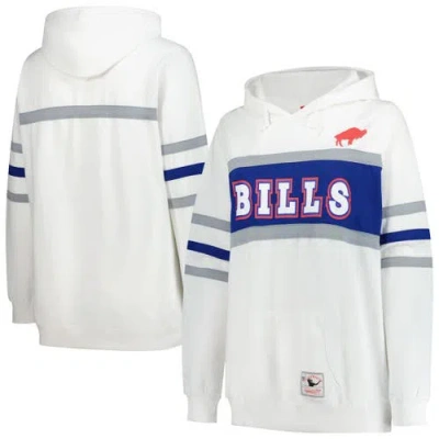 Mitchell & Ness White Buffalo Bills Plus Size Head Coach Throwback Pullover Hoodie