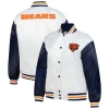 Mitchell & Ness White Chicago Bears Plus Size Full-snap Satin Jacket In White