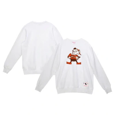 Mitchell & Ness White Cleveland Browns Basic Fleece Pullover Sweatshirt
