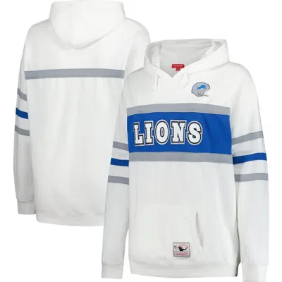 Mitchell & Ness White Detroit Lions Plus Size Head Coach Throwback Pullover Hoodie In Multi