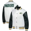 Mitchell & Ness White Green Bay Packers Plus Size Full-snap Satin Jacket In White