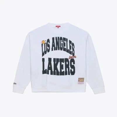 Mitchell & Ness White Los Angeles Lakers Lightweight Block Letter Sweatshirt