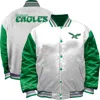 Mitchell & Ness White Philadelphia Eagles Throwback Plus Size Full-snap Satin Jacket In White