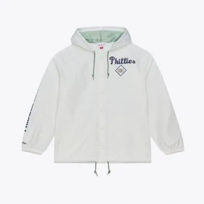 Mitchell & Ness White Philadelphia Phillies Yacht Rock Coaches Full-snap Hooded Windbreaker Jacket
