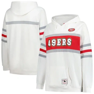 Mitchell & Ness White San Francisco 49ers Plus Size Head Coach Throwback Pullover Hoodie In Multi