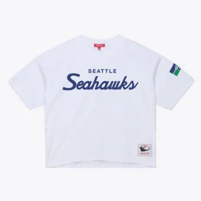 Mitchell & Ness White Seattle Seahawks Head Coach Cropped T-shirt