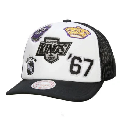 Mitchell & Ness White/black Los Angeles Kings Gridlock Trucker Adjustable Hat