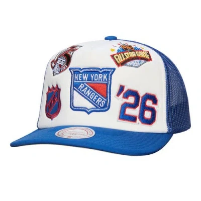 Mitchell & Ness White/blue New York Rangers Gridlock Trucker Adjustable Hat