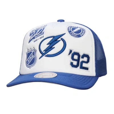 Mitchell & Ness White/blue Tampa Bay Lightning Gridlock Trucker Adjustable Hat