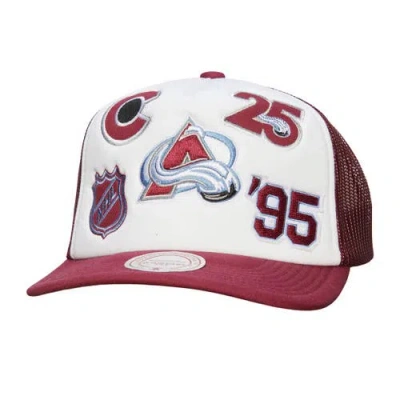 Mitchell & Ness White/burgundy Colorado Avalanche Gridlock Trucker Adjustable Hat