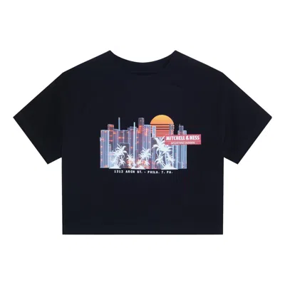 Mitchell & Ness (wmns)  X Nba Phila City View Short Board T-shirt 'black' In Blue