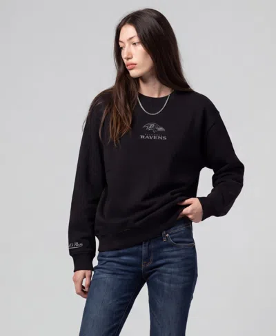Mitchell & Ness Women's Baltimore Ravens Core Essentials Screen Print Crewneck Sweatshirt In Black