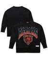Mitchell & Ness Women's Black Chicago Bears Delineate Mineral Wash Crewneck Sweatshirt In Black