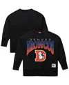 Mitchell & Ness Women's Black Denver Broncos Delineate Mineral Wash Crewneck Sweatshirt In Black