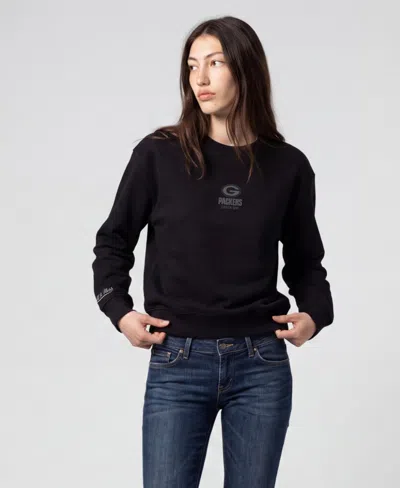 Mitchell & Ness Women's Black Green Bay Packers Core Essentials Micro Logo Fleece Sweatshirt