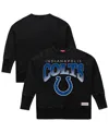 Mitchell & Ness Women's Black Indianapolis Colts Delineate Mineral Wash Crewneck Sweatshirt In Black