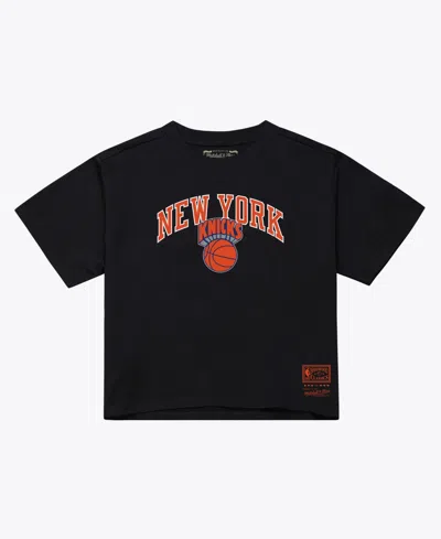 Mitchell & Ness Women's Black New York Knicks Evergreen Cropped T-shirt