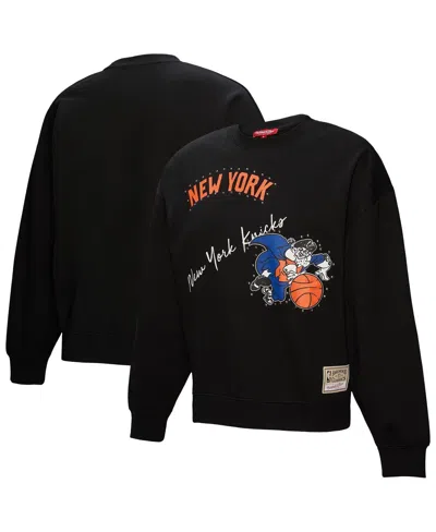 MITCHELL & NESS WOMEN'S BLACK NEW YORK KNICKS HARDWOOD CLASSICS HOME TEAM PULLOVER SWEATSHIRT