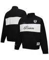 Mitchell & Ness Black Oakland Raiders Quarter-zip Jacket In Black