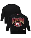 Mitchell & Ness Women's Black San Francisco 49ers Delineate Mineral Wash Crewneck Sweatshirt In Black
