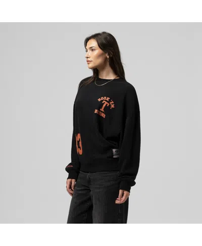 Mitchell & Ness Women's Black Texas Longhorns Multi-hit Sweatshirt In Animal Print
