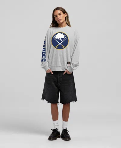 Mitchell & Ness Women's Buffalo Sabres Core 3-hit Oversized Crewneck Sweatshirt In Gray