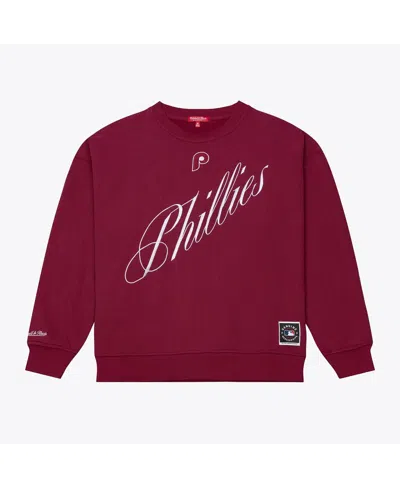 Mitchell & Ness Women's Burgundy Philadelphia Phillies Script Sweatshirt