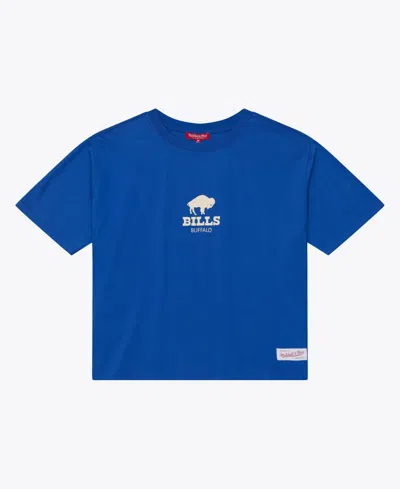 Mitchell & Ness Women's Core Essentials Buffalo Bills Boxy Crop T-shirt In Blue