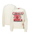 Mitchell & Ness Women's Cream Chicago Bulls Oversprayed Pullover Sweatshirt In White