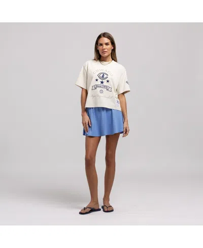 Mitchell & Ness Women's Cream Chicago Cubs Cooperstown Yacht Rock Boxy Cropped T-shirt In White
