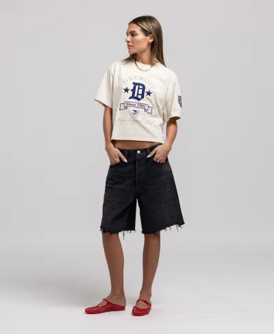 Mitchell & Ness Women's Cream Detroit Tigers Cooperstown Yacht Rock Boxy Cropped T-shirt In Multi