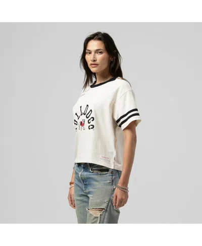 Mitchell & Ness Women's Cream Georgia Bulldogs Cropped Ringer T-shirt In White