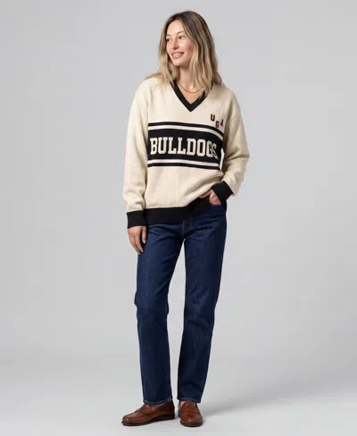 Mitchell & Ness Women's Cream Georgia Bulldogs Retro Roots V-neck Sweater In Neutral