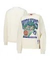 Mitchell & Ness Women's Cream Minnesota Timberwolves Brush Bucket Pullover Sweatshirt In Neutral