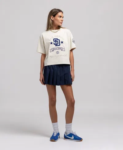 Mitchell & Ness Women's Cream San Diego Padres Cooperstown Yacht Rock Boxy Cropped T-shirt In White