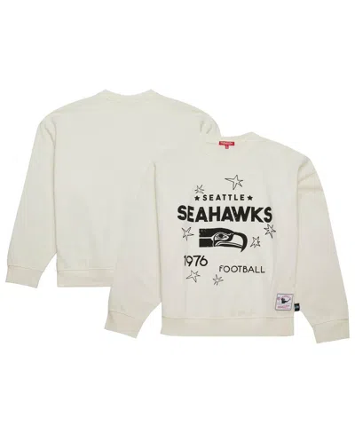 Mitchell & Ness Women's Cream Seattle Seahawks Throwback Logo 3.0 Pullover Sweatshirt In White