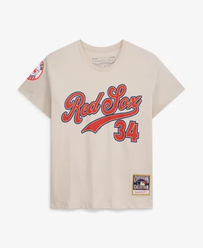 Mitchell & Ness Women's David Ortiz Cream Boston Red Sox Cooperstown Name & Number Throwback T-shirt In Neutral