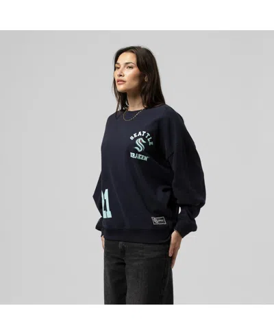 Mitchell & Ness Women's Deep Sea Blue Seattle Kraken Vintage Crewneck Sweatshirt In Multi
