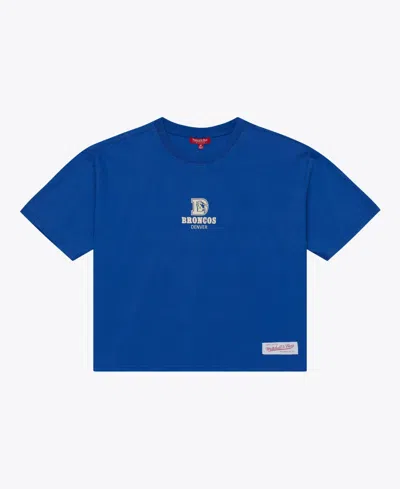 Mitchell & Ness Women's Denver Broncos Core Essentials Cropped Boxy T-shirt In Blue
