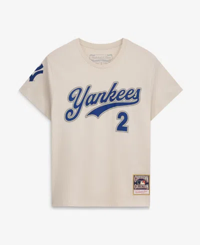 Mitchell & Ness Women's Derek Jeter Cream New York Yankees Cooperstown Name Number Throwback T-shirt In Neutral