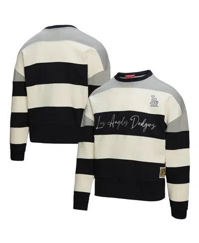Mitchell & Ness Women's Gray/black Los Angeles Dodgers Cooperstown Collection Blocked Fleece Pullover Sweatshirt