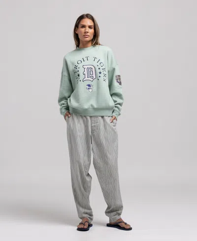 Mitchell & Ness Women's Green Detroit Tigers Yacht Rock Sweatshirt In Blue