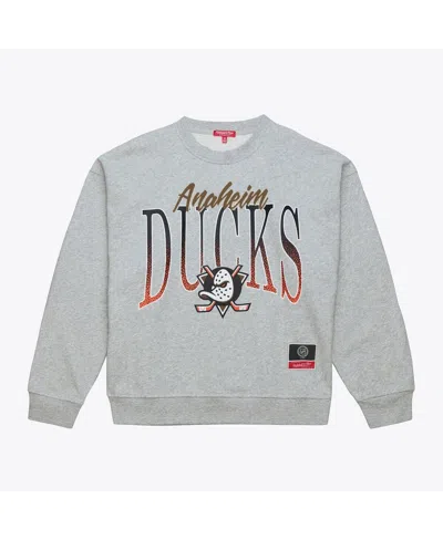 Mitchell & Ness Women's Heather Gray Anaheim Ducks Hockey Night Sweatshirt