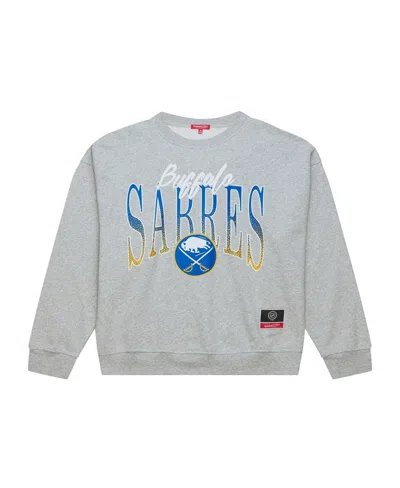 Mitchell & Ness Women's Heather Gray Buffalo Sabres Hockey Night Sweatshirt In Gold