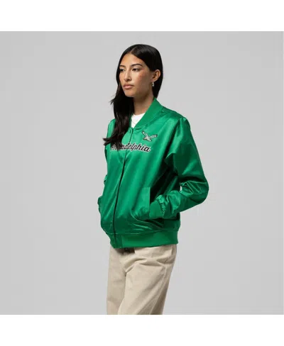 Mitchell & Ness Women's Kelly Green Philadelphia Eagles Full-snap Satin Jacket