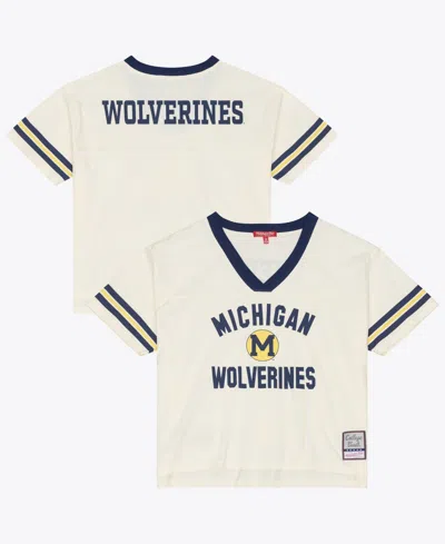 Mitchell & Ness Women's Michigan Wolverines Retro Roots Crop V-neck T-shirt In Multi